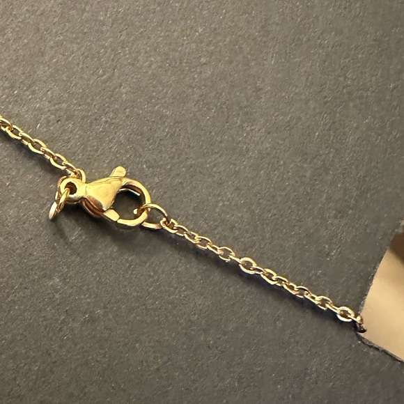 New LV Gold Plated Black Enamel Heart Charm with Gold Stainless Steel Necklace - Picture 7 of 9